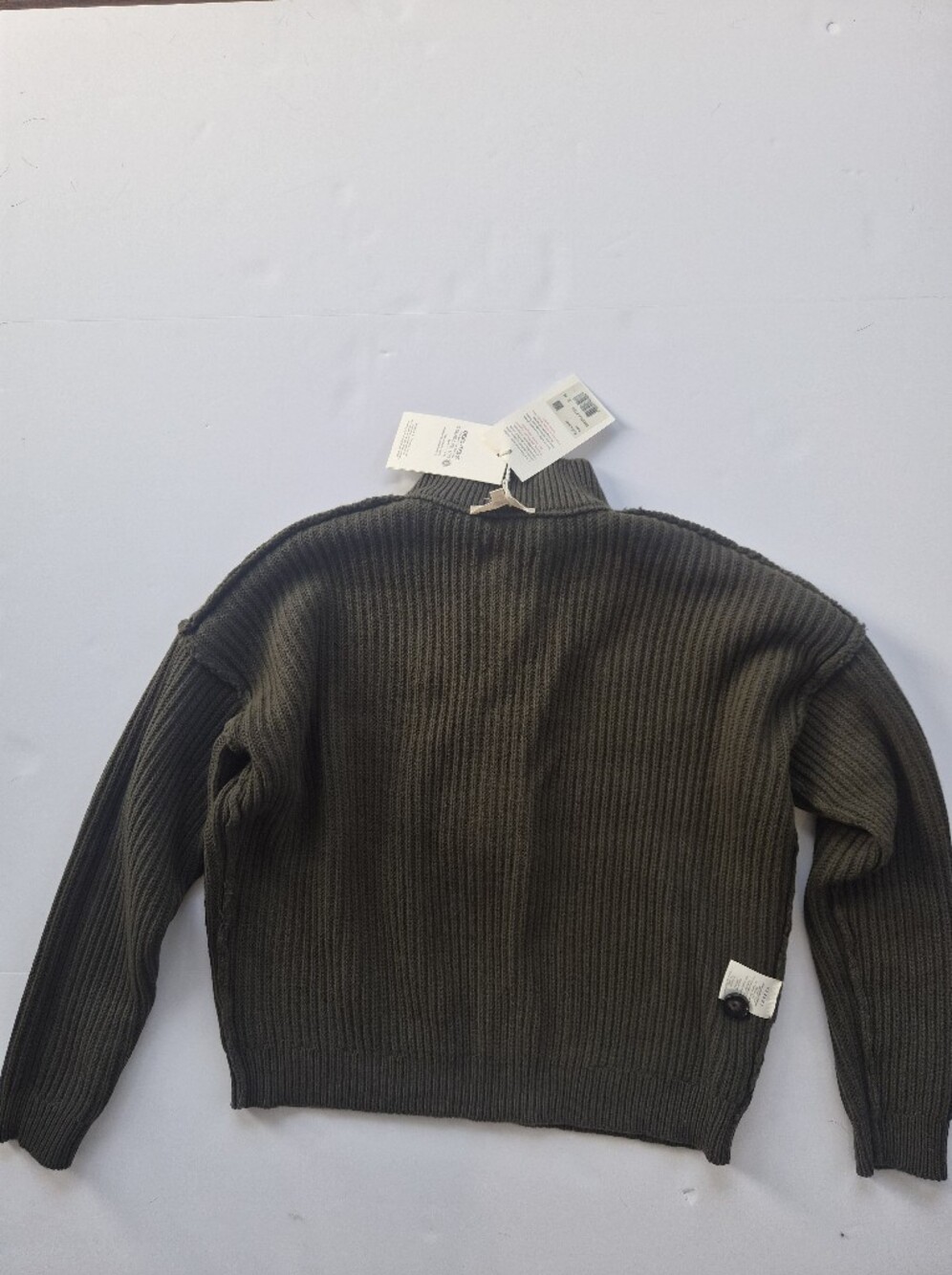 *NWT* [Sezane] Lucas Jumper In Olive Green, Khaki, Size M, Organic Cotton, Italy - Picture 10 of 13